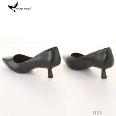 Giày Cao Gót Whale Shoes 4cm, mũi nhọn, da bóng và da mờ, lót êm, đế chống trượt-G11