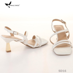 Giày Sandal nữ Whale Shoes 2 dây 7cm, Hậu vuông, êm chân, đế chống trơn trượt-SD16