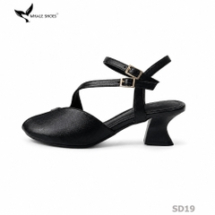 Xăng đan Whaleshoes gót 5cm, mũi tròn thiết kế cut out-SD19