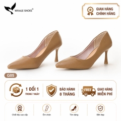 Giày cao gót nữ Whale Shoes 7cm mũi nhọn, da mờ, đế chống trơn trượt-G05