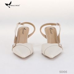 Giày cao gót Whale Shoes 7cm, mũi nhọn cổ tim, khoét eo da mờ, khoá đính đá, đế chống trượt-SD06