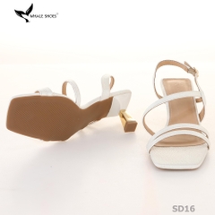 Giày Sandal nữ Whale Shoes 2 dây 7cm, Hậu vuông, êm chân, đế chống trơn trượt-SD16