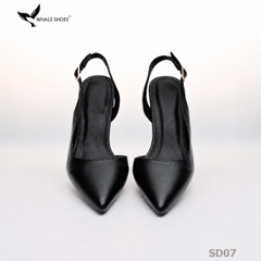 Giày cao gót Whale Shoes 6cm cổ tim da mờ, thiết kế tối giản, basic, đế chống trượt-SD07