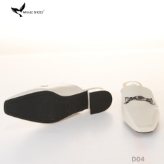 (Tăng size) Sục mũi vuông nam nữ  Whale Shoes 2cm, da mờ đính khóa lắc chì, đế chống trượt-D04