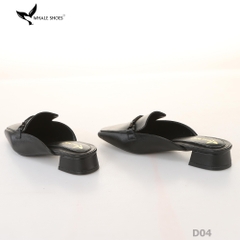 (Tăng size) Sục mũi vuông nam nữ  Whale Shoes 2cm, da mờ đính khóa lắc chì, đế chống trượt-D04
