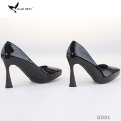 Giày Cao Gót Mũi Nhọn Whale Shoes 10cm, da bóng đúp mũi 1cm, lót êm, đế chống trơn trượt-GD01
