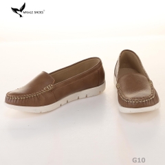 Giày Lười Công Sở Nữ Whale Shoes (giày mọi)- kiểu MOCASINE , Da Bò Cao Cấp, Đế Phylon-G10