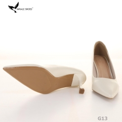 (Giảm size) Giày Cao Gót Whale Shoes 8cm, bít mũi, da mờ, lót êm, đế chống trượt-G13
