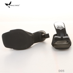 Dép (guốc) nữ Whale Shoes 6cm (tăng size) mũi vuông vân da dưa lưới, nơ đính đá, đế chống trượt-D05