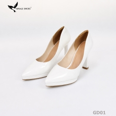 Giày Cao Gót Mũi Nhọn Whale Shoes 10cm, da bóng đúp mũi 1cm, lót êm, đế chống trơn trượt-GD01