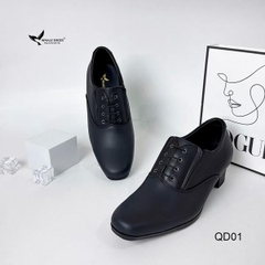 Giày quân phục nữ gót 5cm, kiểu dáng Oxford, màu đen tuyền, Phù hợp cán bộ nhận viên nữ - Whale Shoes GQD01