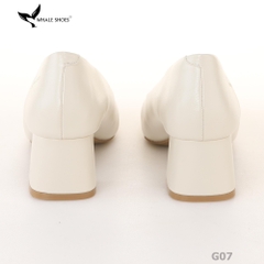 Giày cao gót nữ Whale Shoes 6cm mũi vuông, da mờ, gót trụ đính khóa, đế chống trượt-G07