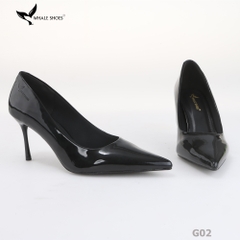 Giày cao gót nữ Whale Shoes 8cm da bóng kem, gót nhọn, đế chống trượt-G02
