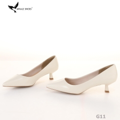 Giày Cao Gót Whale Shoes 4cm, mũi nhọn, da bóng và da mờ, lót êm, đế chống trượt-G11