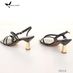 Giày Sandal nữ Whale Shoes 2 dây 7cm, Hậu vuông, êm chân, đế chống trơn trượt-SD16