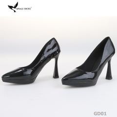 Giày Cao Gót Mũi Nhọn Whale Shoes 10cm, da bóng đúp mũi 1cm, lót êm, đế chống trơn trượt-GD01