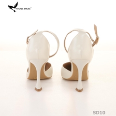 Giày cao gót nữ Whale Shoes mũi nhọn 9cm có dây quai hậu, da mềm êm chân, đế chống trơn trượt-SD10
