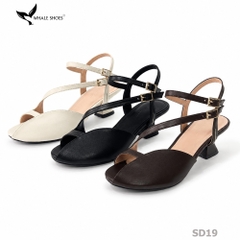 Xăng đan Whaleshoes gót 5cm, mũi tròn thiết kế cut out-SD19