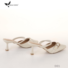 Sục cao gót nữ  Whale Shoes 7cm mũi nhọn, đính khóa, êm chân, đế chống trượt-D01