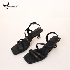 Giày Sandal nữ Whale Shoes 2 dây 7cm, Hậu vuông, êm chân, đế chống trơn trượt-SD16