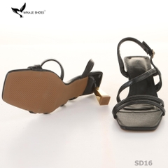 Giày Sandal nữ Whale Shoes 2 dây 7cm, Hậu vuông, êm chân, đế chống trơn trượt-SD16
