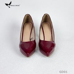 Giày Cao Gót Mũi Nhọn Whale Shoes 10cm, da bóng đúp mũi 1cm, lót êm, đế chống trơn trượt-GD01
