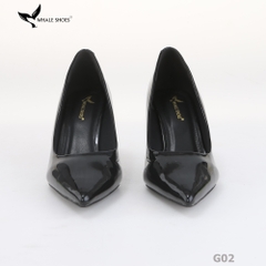 Giày cao gót nữ Whale Shoes 8cm da bóng kem, gót nhọn, đế chống trượt-G02