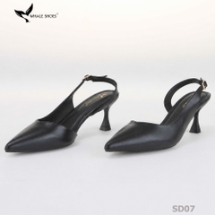Giày cao gót Whale Shoes 6cm cổ tim da mờ, thiết kế tối giản, basic, đế chống trượt-SD07
