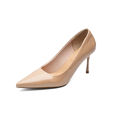 Whale Shoes G02 – Giày cao gót nữ 8cm da bóng kem, gót nhọn thanh thoát, sang chảnh, đế chống trơn trượt