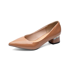 Whale Shoes G03 – Giày cao gót nữ 5cm da bóng, gót vuông mica viền vàng sang xịn, mũi nhọn hiện đại thanh lịch