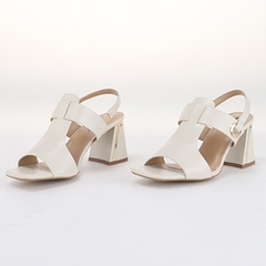 Whale Shoes SD01 - Sandal Nữ  Mũi Vuông 7cm Gót Sơn Vân Da Viền Mạ Vàng Sang Trọng, che khuyết điểm, đế chống trơn trượt