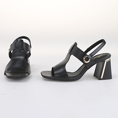 Whale Shoes SD01 - Sandal Nữ  Mũi Vuông 7cm Gót Sơn Vân Da Viền Mạ Vàng Sang Trọng, che khuyết điểm, đế chống trơn trượt