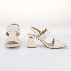 Whale Shoes SD01 - Sandal Nữ  Mũi Vuông 7cm Gót Sơn Vân Da Viền Mạ Vàng Sang Trọng, che khuyết điểm, đế chống trơn trượt