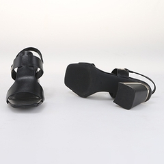 Whale Shoes SD01 - Sandal Nữ  Mũi Vuông 7cm Gót Sơn Vân Da Viền Mạ Vàng Sang Trọng, che khuyết điểm, đế chống trơn trượt