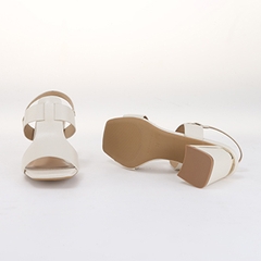 Whale Shoes SD01 - Sandal Nữ  Mũi Vuông 7cm Gót Sơn Vân Da Viền Mạ Vàng Sang Trọng, che khuyết điểm, đế chống trơn trượt