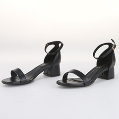 Whale Shoes SD02 - Sandal nữ mũi tròn gót vuông 4cm - kiểu dáng đơn giản bản ngang, da mềm êm chân, đế chống trơn trượt
