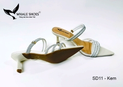 Whale Shoes SD11 – Guốc cao gót nữ 5cm mũi nhọn dây đá sáng, thiết kế 3 trong 1 hiện đại, đế chống trơn trượt