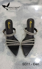 Whale Shoes SD11 – Guốc cao gót nữ 5cm mũi nhọn dây đá sáng, thiết kế 3 trong 1 hiện đại, đế chống trơn trượt