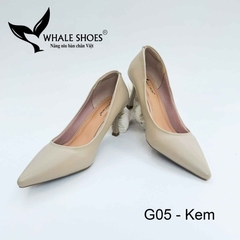 Whale Shoes G05 – Giày cao gót 7cm mũi nhọn da mờ thanh lịch hiện đại, gót nhọn, đế chống trơn trượt