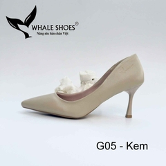 Whale Shoes G05 – Giày cao gót 7cm mũi nhọn da mờ thanh lịch hiện đại, gót nhọn, đế chống trơn trượt
