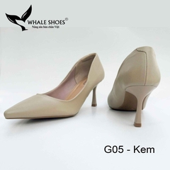 Whale Shoes G05 – Giày cao gót 7cm mũi nhọn da mờ thanh lịch hiện đại, gót nhọn, đế chống trơn trượt