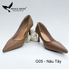 Whale Shoes G05 – Giày cao gót 7cm mũi nhọn da mờ thanh lịch hiện đại, gót nhọn, đế chống trơn trượt