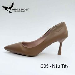 Whale Shoes G05 – Giày cao gót 7cm mũi nhọn da mờ thanh lịch hiện đại, gót nhọn, đế chống trơn trượt