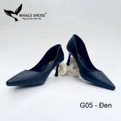 Whale Shoes G05 – Giày cao gót 7cm mũi nhọn da mờ thanh lịch hiện đại, gót nhọn, đế chống trơn trượt