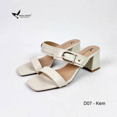Dép cao gót 5cm mũi vuông, đính khóa trang trí thanh lịch, mang cực êm chân, đế chống trơn trượt- Whale Shoes D07