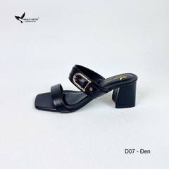 Dép cao gót 5cm mũi vuông, đính khóa trang trí thanh lịch, mang cực êm chân, đế chống trơn trượt- Whale Shoes D07