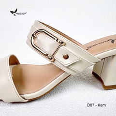Dép cao gót 5cm mũi vuông, đính khóa trang trí thanh lịch, mang cực êm chân, đế chống trơn trượt- Whale Shoes D07