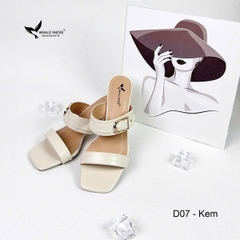 Dép cao gót 5cm mũi vuông, đính khóa trang trí thanh lịch, mang cực êm chân, đế chống trơn trượt- Whale Shoes D07