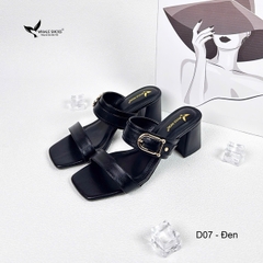 Dép cao gót 5cm mũi vuông, đính khóa trang trí thanh lịch, mang cực êm chân, đế chống trơn trượt- Whale Shoes D07
