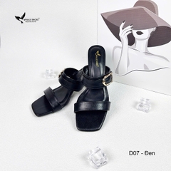 Dép cao gót 5cm mũi vuông, đính khóa trang trí thanh lịch, mang cực êm chân, đế chống trơn trượt- Whale Shoes D07